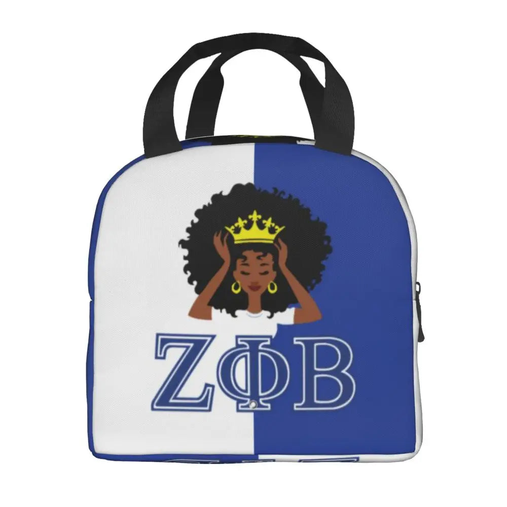 Custom Zeta Phi Beta Sorority Logo Lunch Bag Women Greek Letter 1920 Cooler Warm Insulated Lunch Box for Children School by Passport Outfitters