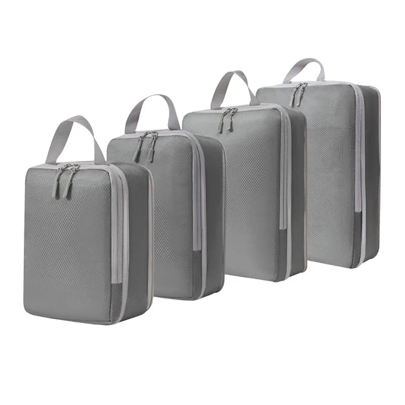 4pcs Large Capacity Travel Compression Packing Cubes Bag Portable Waterproof Suitcase Clothes Organizers For Travel Home Storage