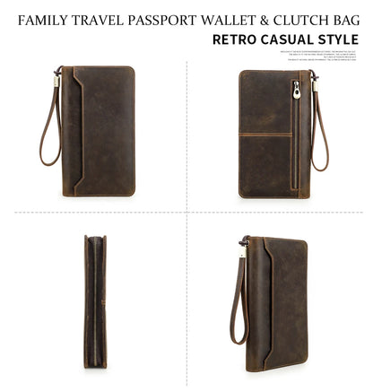 Family Genuine Leather Passport Wallet with AirTag Slot for Travel - Passport Outfitters Apparel 