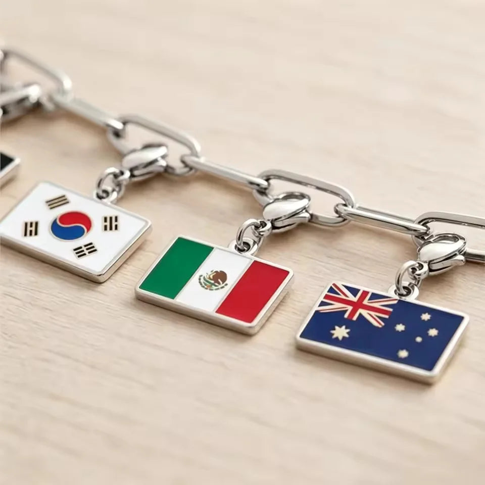 10mm Country Flag Charms Pendant Necklace Bracelet Keychain Bagchain Stainless Steel Jewelry A Commemorative Gift For A Friend by Passport Outfitters