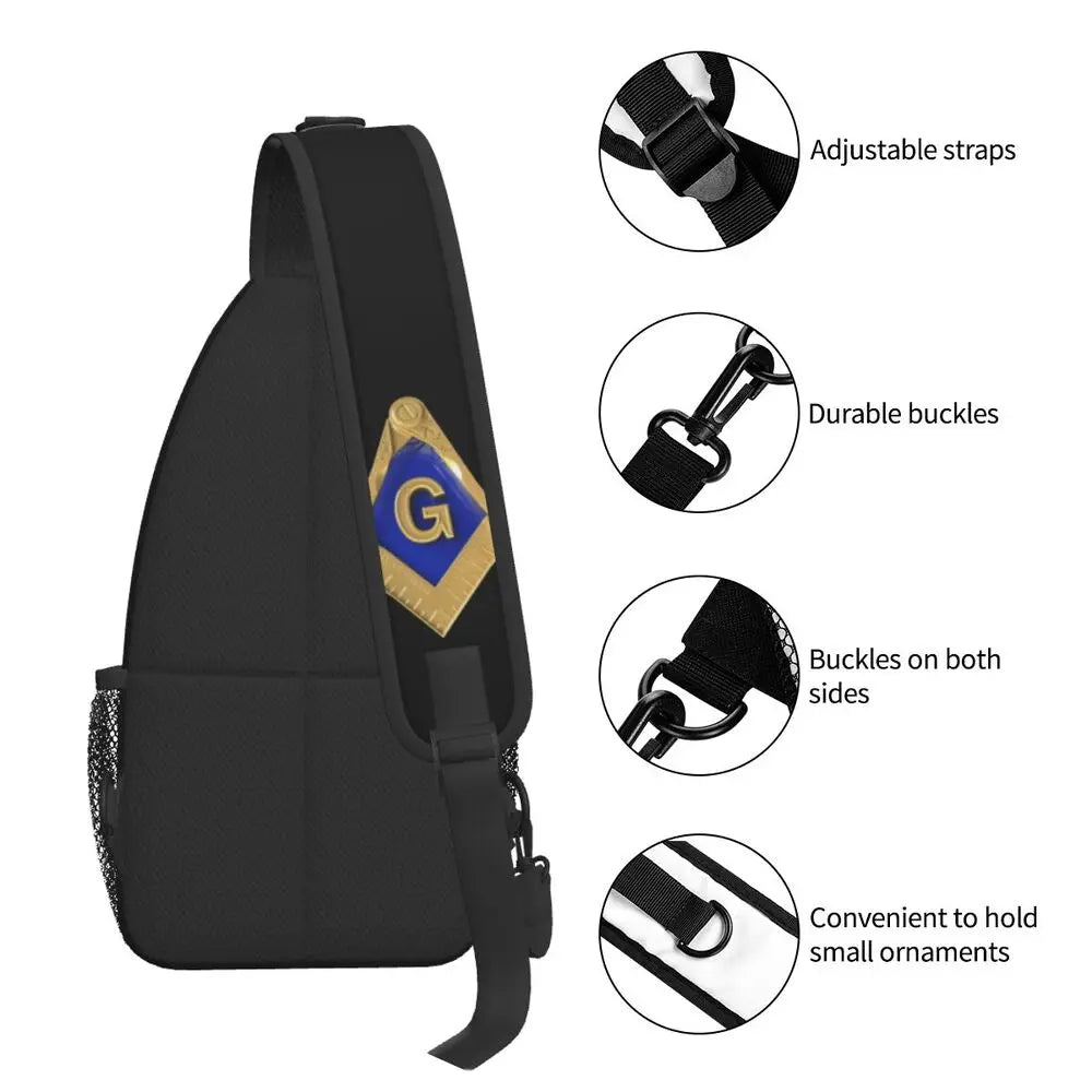 Casual Freemason Sling Bag for Travel Hiking Men Mason Masonic Crossbody Chest Backpack Shoulder Daypack by Passport Outfitters