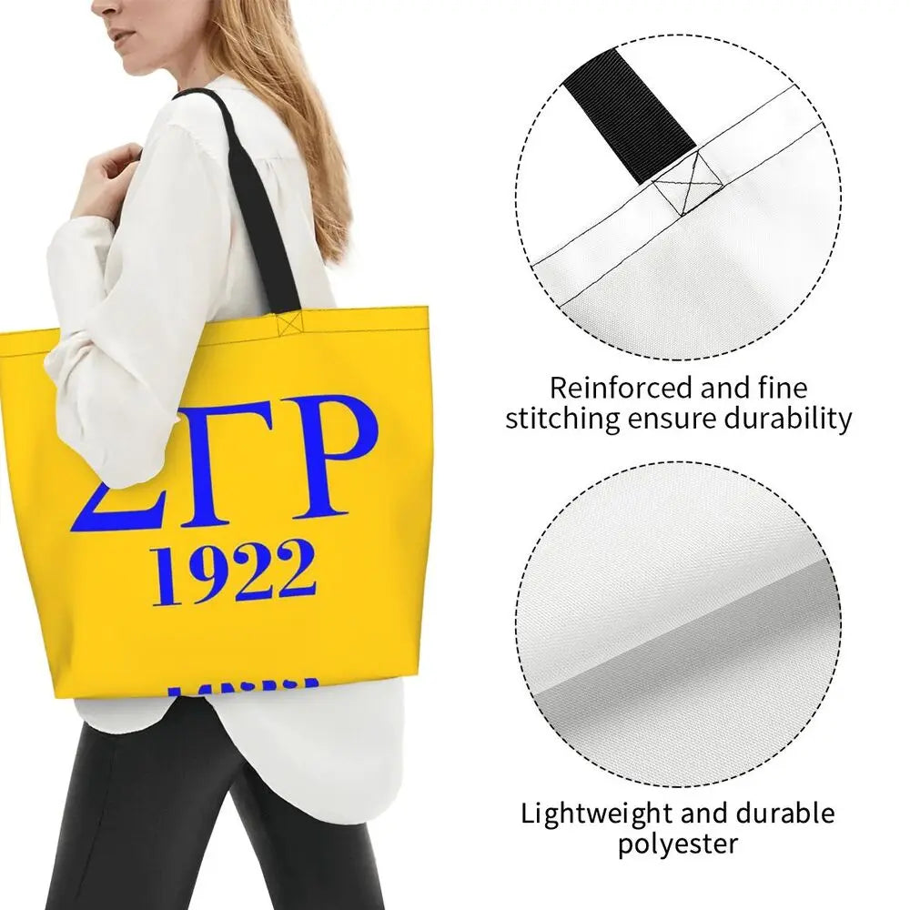 Sigma Gamma Rho 1922 Shopping Tote Bag Canvas Large Capacity Shoulder Bags Shopper Grocery Handbag for Women by Passport Outfitters