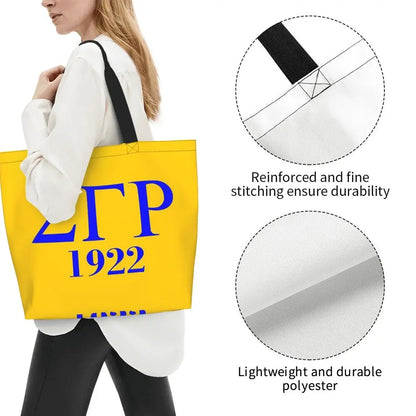 Sigma Gamma Rho 1922 Shopping Tote Bag Canvas Large Capacity Shoulder Bags Shopper Grocery Handbag for Women by Passport Outfitters