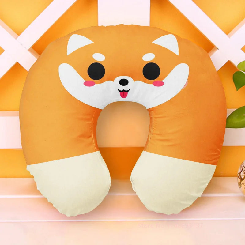 Cute Cartoon Style Travel Neck Pillow U-Shaped  Inflatable Cushion For Kids Adults Family Friends