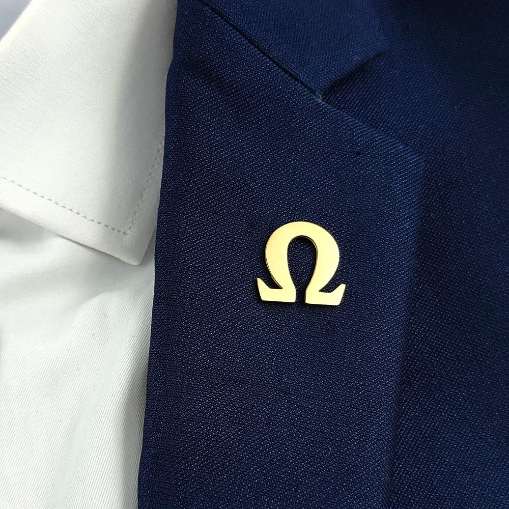 Stainless steel Ohm symbol fashion men's brooch, fashion suit accessories by Passport Outfitters