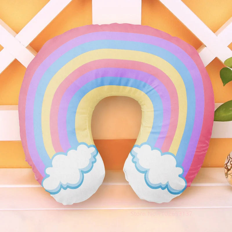 Cute Cartoon Style Travel Neck Pillow U-Shaped  Inflatable Cushion For Kids Adults Family Friends
