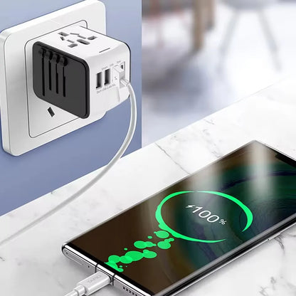 Travel Adapter Universal Power Plug UK European Union US Socket International 3USB Type C Wall Charger for Global Adapters by Passport Outfitters