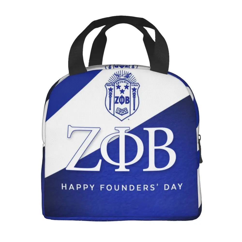 Custom Zeta Phi Beta Sorority Logo Lunch Bag Women Greek Letter 1920 Cooler Warm Insulated Lunch Box for Children School by Passport Outfitters