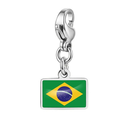 10mm Country Flag Charms Pendant Necklace Bracelet Keychain Bagchain Stainless Steel Jewelry A Commemorative Gift For A Friend by Passport Outfitters