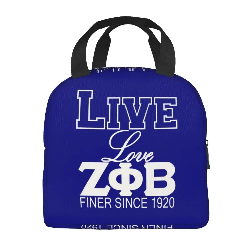 Custom Zeta Phi Beta Sorority Logo Lunch Bag Women Greek Letter 1920 Cooler Warm Insulated Lunch Box for Children School by Passport Outfitters