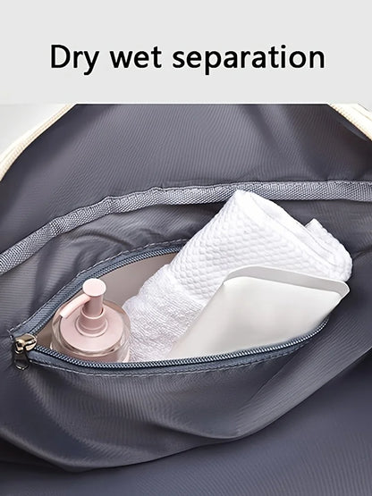 Casual nylon travel luggage bag,  large capacity sports and fitness storage, multi pocket portable weekender overnight bag