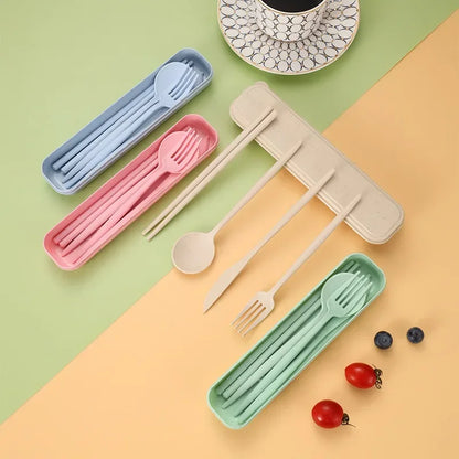 4Pcs Portable Travel Cutlery Sets With Box Chopsticks - Passport Outfitters Apparel 