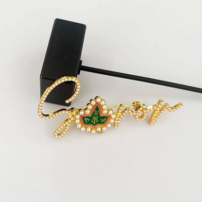 SOROR Pearl Brooch Pink Green Ivy League Emblem by Passport Outfitters