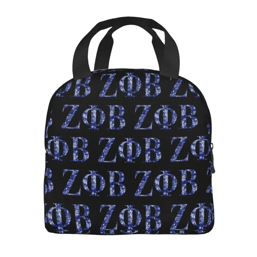 Custom Zeta Phi Beta Sorority Logo Lunch Bag Women Greek Letter 1920 Cooler Warm Insulated Lunch Box for Children School by Passport Outfitters