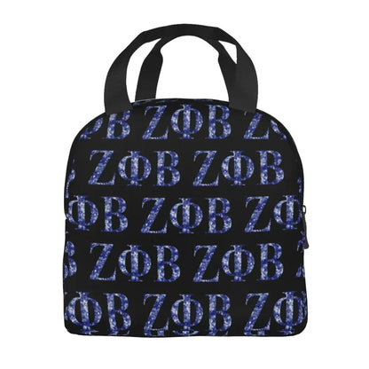 Custom Zeta Phi Beta Sorority Logo Lunch Bag Women Greek Letter 1920 Cooler Warm Insulated Lunch Box for Children School by Passport Outfitters