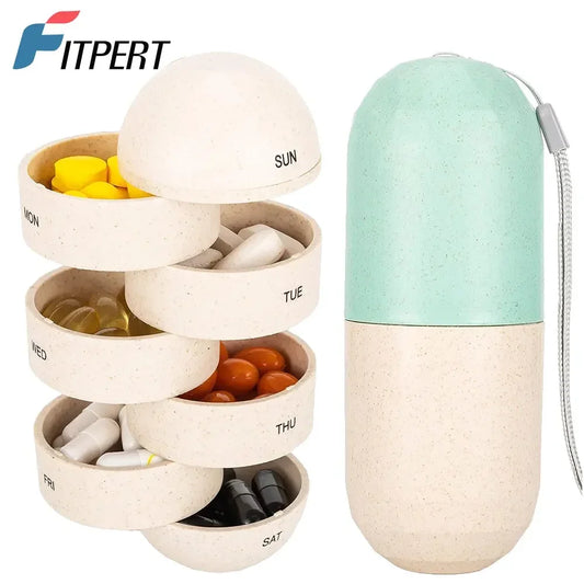 Pill Splitters Cute Weekly Pill Organizer BPA Free Travel Hiking 7 Day Pill Box Case To Hold Pills Vitamins Fish Oil Supplements by Passport Outfitters