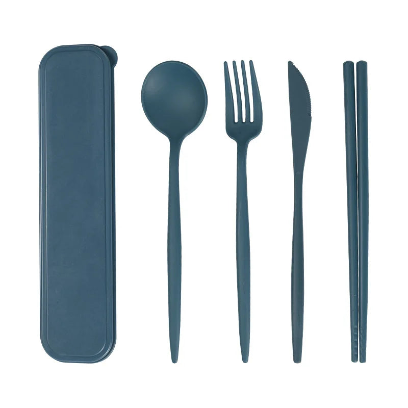4Pcs Portable Travel Cutlery Sets With Box Chopsticks