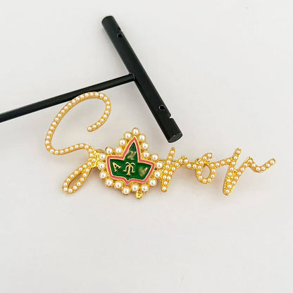 SOROR Pearl Brooch Pink Green Ivy League Emblem by Passport Outfitters