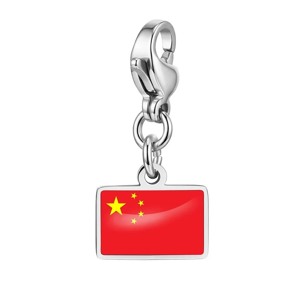 10mm Country Flag Charms Pendant Necklace Bracelet Keychain Bagchain Stainless Steel Jewelry A Commemorative Gift For A Friend by Passport Outfitters