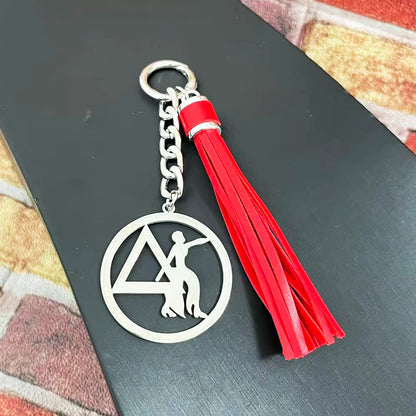 Stainless Steel Greek Letter Delta Shield Keychain With Red Tassel by Passport Outfitters