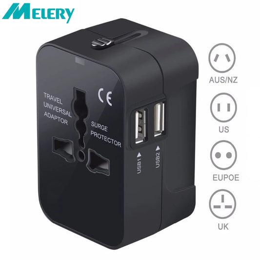 Universal Worldwide All in One Phone Charger Travel Wall AC Power Plug Adapter with Dual USB Charging Ports for USA EU UK AU by Passport Outfitters