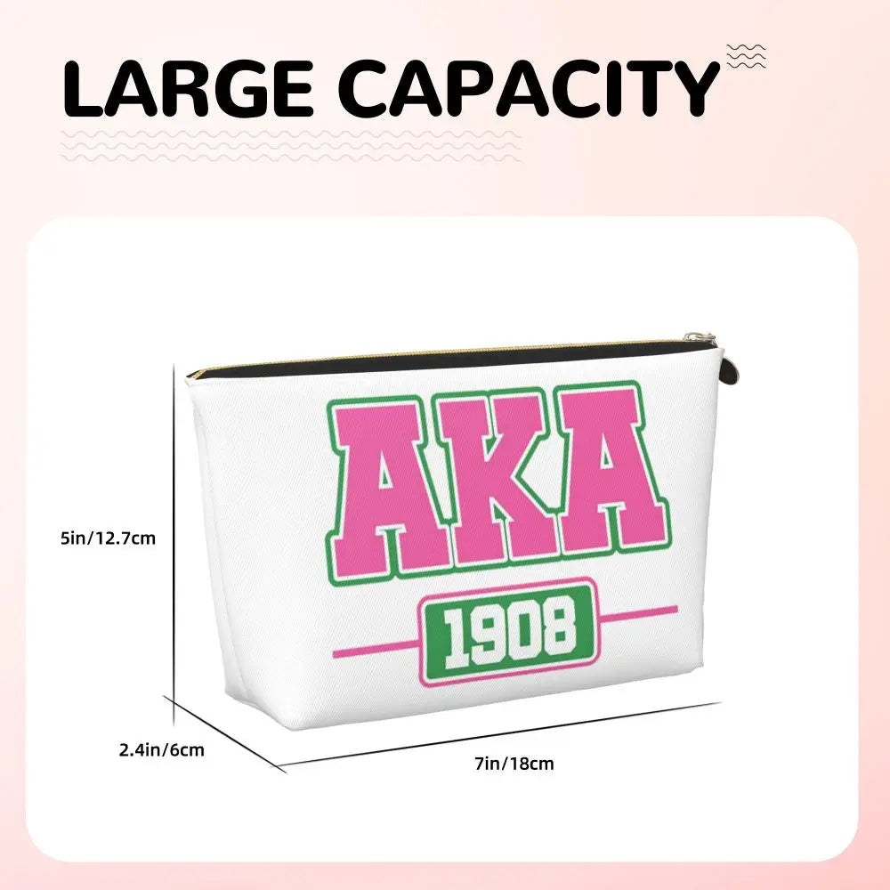 AKA Sorority 5 Women Cosmetic Bag Travel Makeup Organizer Pouch Toiletry Storage Dopp Kit Box by Passport Outfitters