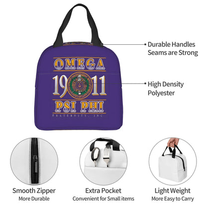 African American Omegas Psi Phi Fraternity Inc Portable Lunch Boxes Leakproof Thermal Cooler Food Insulated Lunch Bag Office by Passport Outfitters