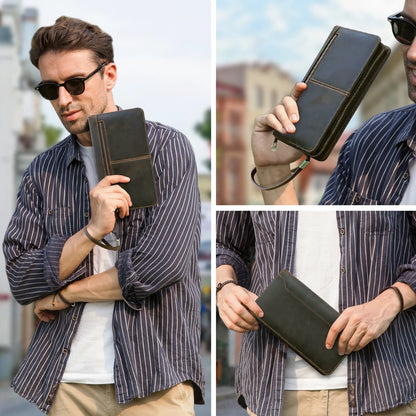 Family Genuine Leather Passport Wallet with AirTag Slot for Travel - Passport Outfitters Apparel 