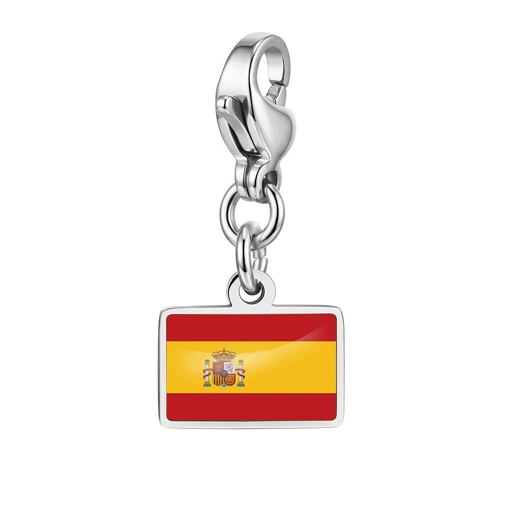 10mm Country Flag Charms Pendant Necklace Bracelet Keychain Bagchain Stainless Steel Jewelry A Commemorative Gift For A Friend by Passport Outfitters