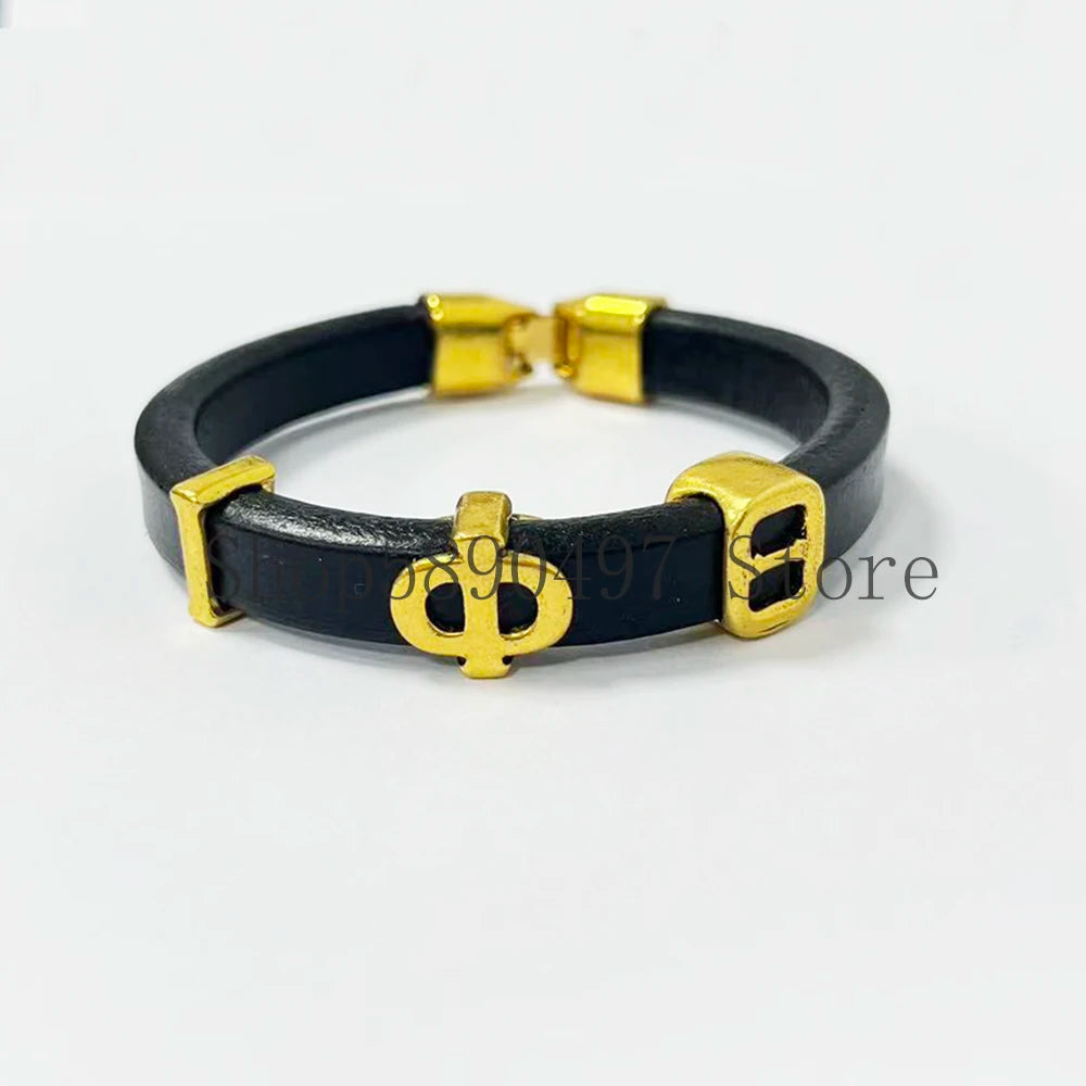 Sorority & Fraternity Greek Letter Leather Wristband Bracelets by Passport Outfitters