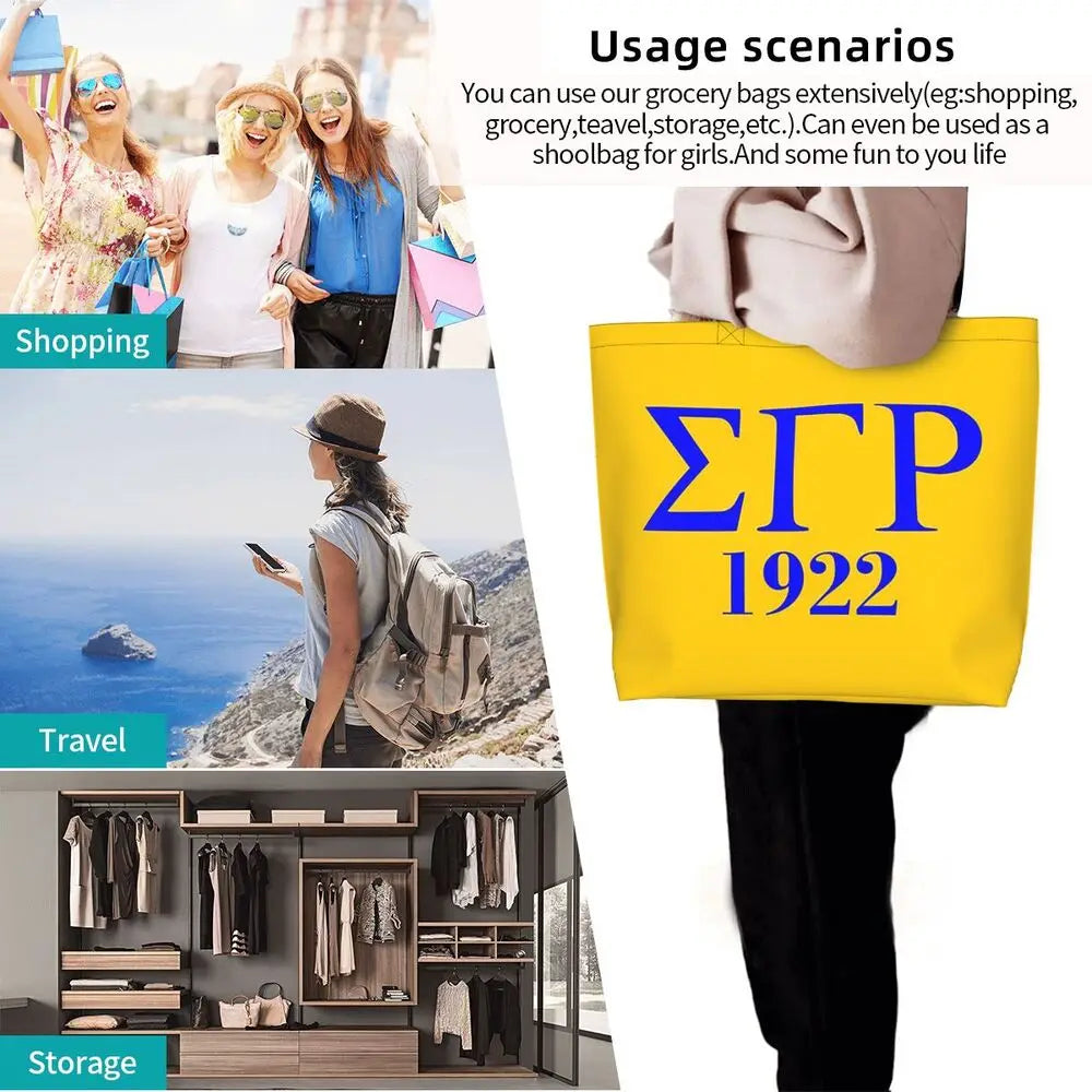 Sigma Gamma Rho 1922 Shopping Tote Bag Canvas Large Capacity Shoulder Bags Shopper Grocery Handbag for Women by Passport Outfitters