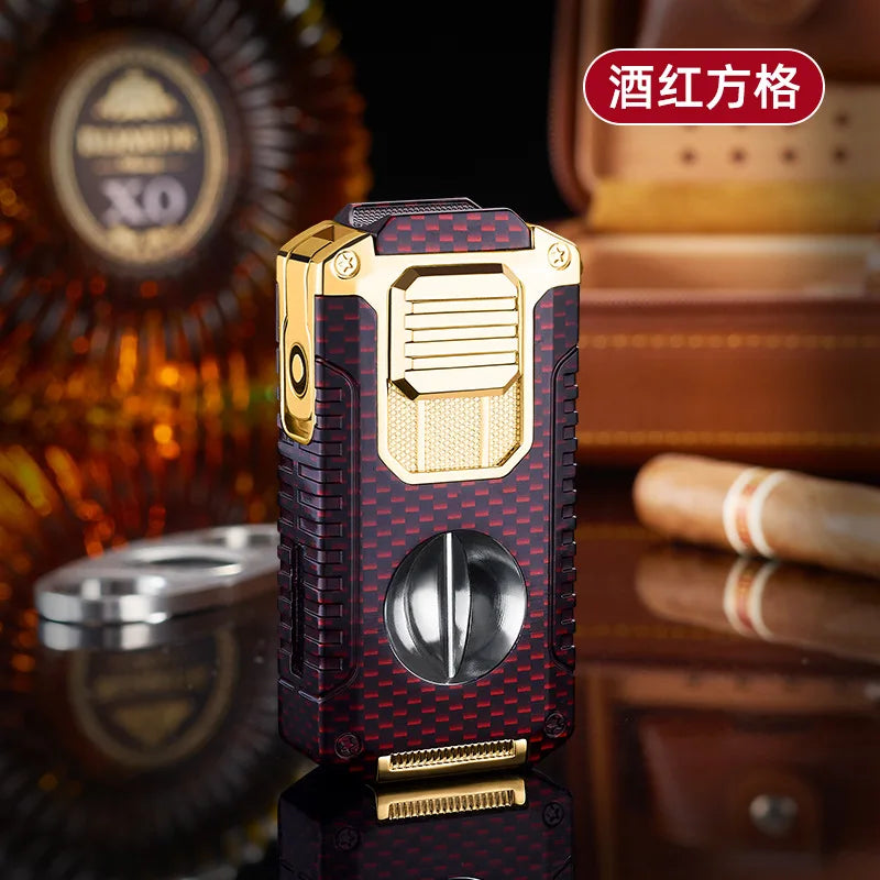 Portable Multi-function Jet Lighter with V-shaped Cigar Cutter Cigar Cigarette Holder Men's Cigarette Lighter, Gentleman's Taste by Passport Outfitters
