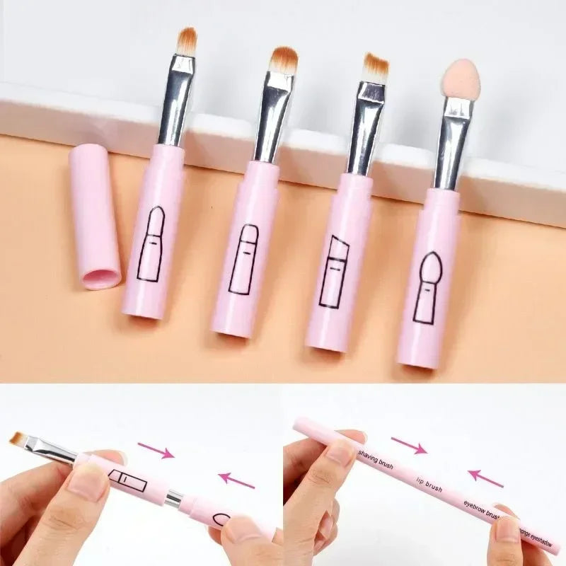 4 IN 1 Multifunctional Makeup Brushes Set Makeup Gadget Detachable Lip Eyeshadow Brush Sponge Eyeshadow Brush for Home Travel by Passport Outfitters