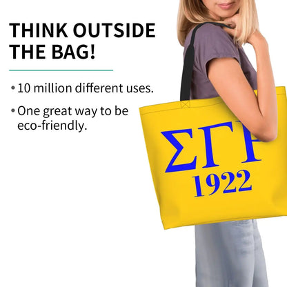 Sigma Gamma Rho 1922 Shopping Tote Bag Canvas Large Capacity Shoulder Bags Shopper Grocery Handbag for Women by Passport Outfitters