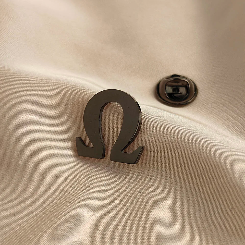 Stainless steel Ohm symbol fashion men's brooch, fashion suit accessories by Passport Outfitters