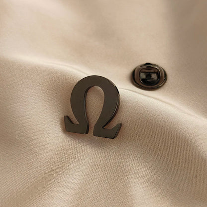 Stainless steel Ohm symbol fashion men's brooch, fashion suit accessories by Passport Outfitters