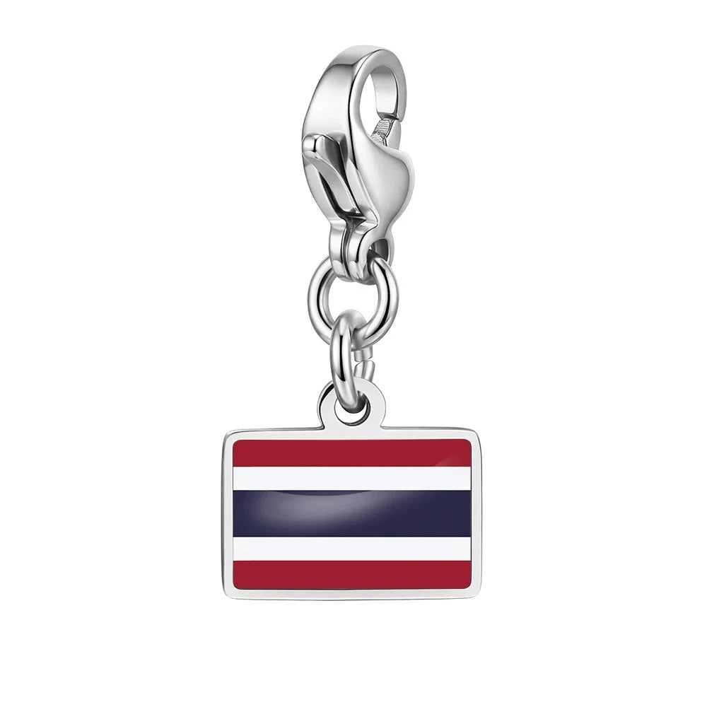 10mm Country Flag Charms Pendant Necklace Bracelet Keychain Bagchain Stainless Steel Jewelry A Commemorative Gift For A Friend by Passport Outfitters