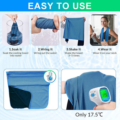 4pcs Cooling Towels (35.4 * 11.8 Inches), Soft Breathable Sports Towel For Outdoor, Gym, Yoga, Exercise, Camping, Fitness, Runni by Passport Outfitters