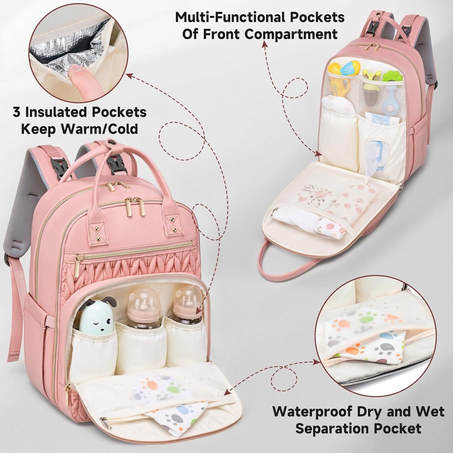 Waterproof Family Travel Diaper Backpack with Foldable Changing Pad by Passport Outfitters