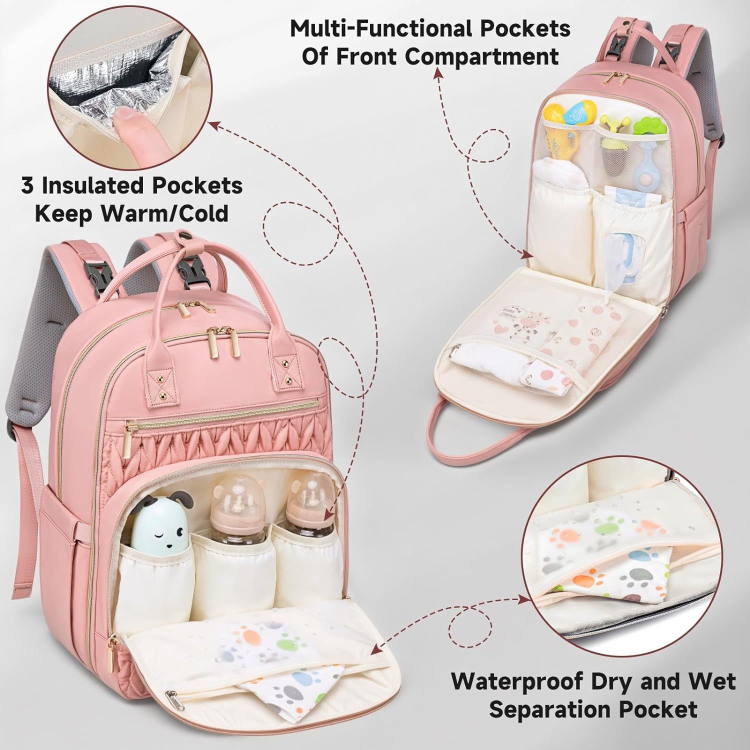 Waterproof Family Travel Diaper Backpack with Foldable Changing Pad by Passport Outfitters
