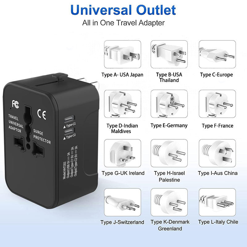 Passport Outfitters All-in-One Universal Travel Adapter & USB Fast Charger by Passport Outfitters