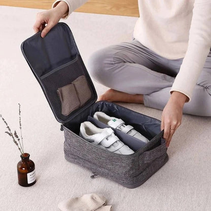 Black Gray Portable Shoe Bag For Travel Waterproof Storage Organizer Fashion Suitcase Organizers Travel Shoes Storage Bag - Passport Outfitters Apparel