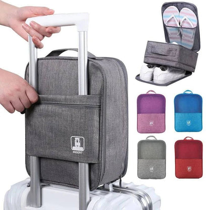 Black Gray Portable Shoe Bag For Travel Waterproof Storage Organizer Fashion Suitcase Organizers Travel Shoes Storage Bag - Passport Outfitters Apparel