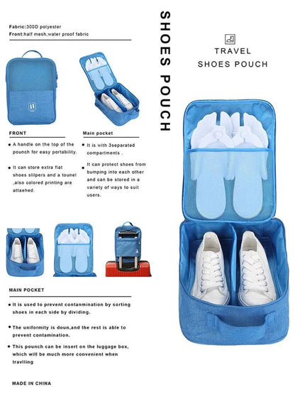 Black Gray Portable Shoe Bag For Travel Waterproof Storage Organizer Fashion Suitcase Organizers Travel Shoes Storage Bag - Passport Outfitters Apparel