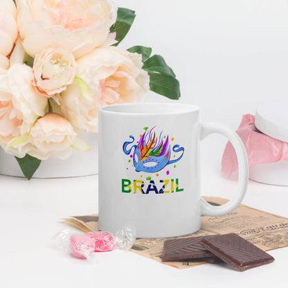 Carnival Brazil White glossy mug - Passport Outfitters Apparel