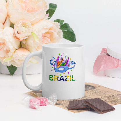 Carnival Brazil White glossy mug - Passport Outfitters Apparel