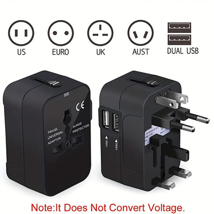 Universal Travel Adapter With Dual USB Charging Ports - Passport Outfitters Apparel 