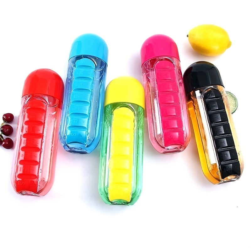20oz Large Capacity Portable Water Bottle with Built-in Pill Box