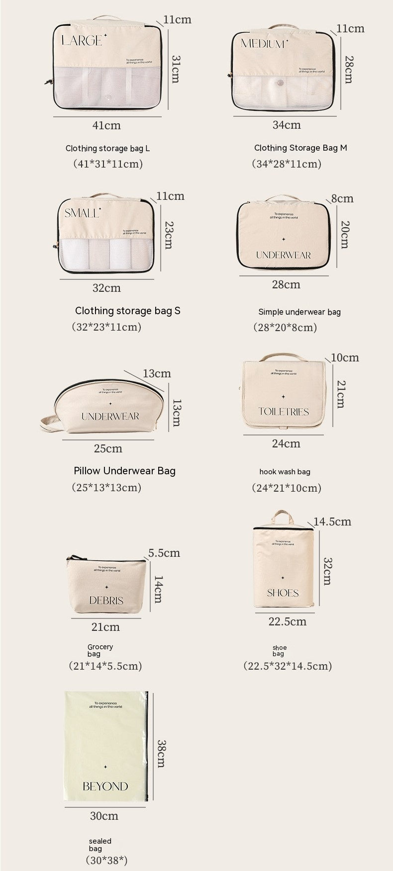 Multi-Piece Travel Packing Cube & Compression Storage Set by Passport Outfitters