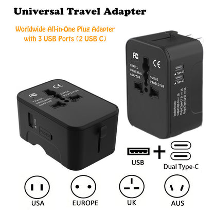 Passport Outfitters All-in-One Universal Travel Adapter & USB Fast Charger by Passport Outfitters